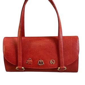 St.John lizard embossed genuine leather satchel